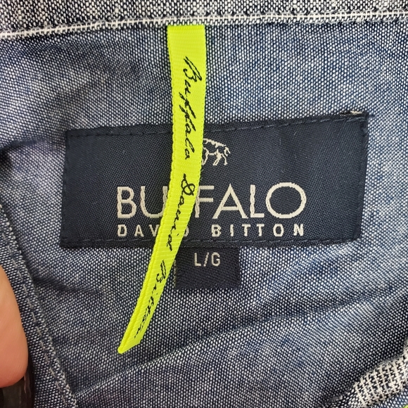 Buffalo David Bitton Linen Roll Tab Sleeve Hooded Quarter Button LS Shirt SZ L - Picture 10 of 13